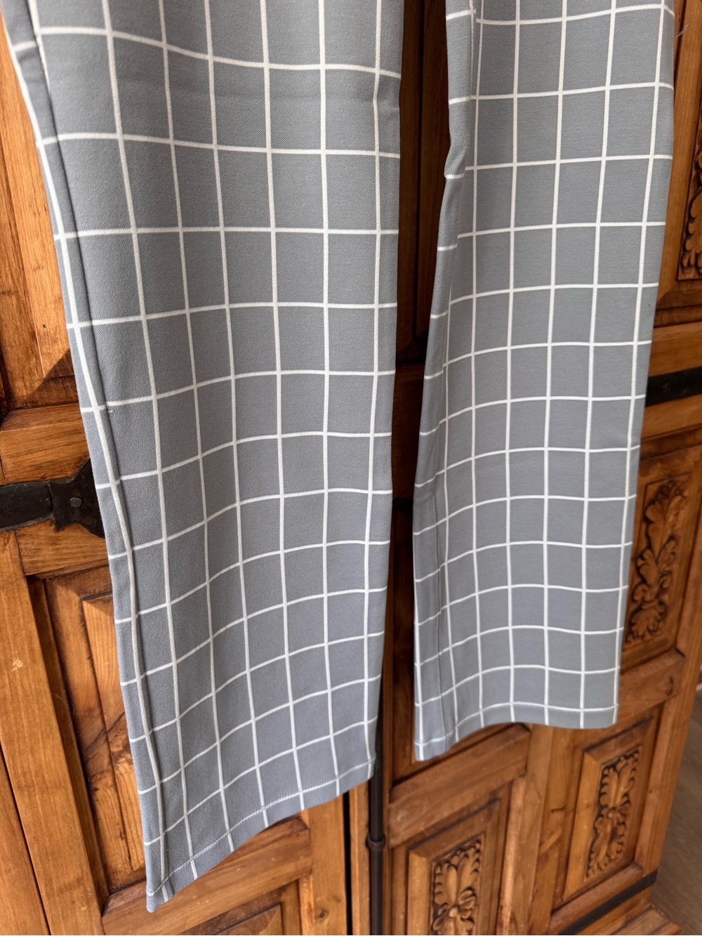 Betabrand Gray Windowpane Straight-Leg Pants - Picture 3 of 6